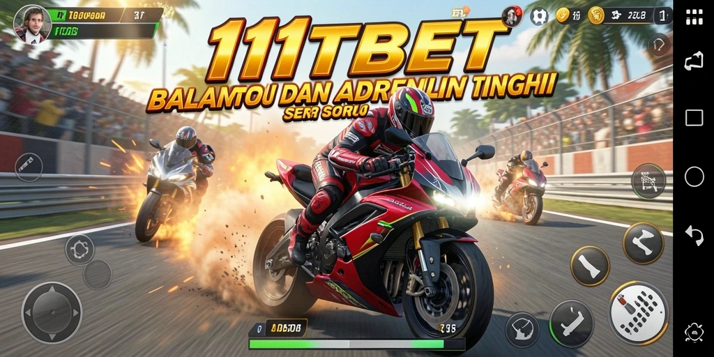 Tampilan gameplay seru dari 11TBET dengan balapan motor yang mendebarkan.