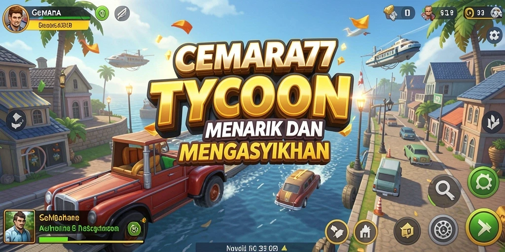 Screenshot gameplay CEMARA77 yang menampilkan simulasi bisnis Tycoon yang mengasyikkan.