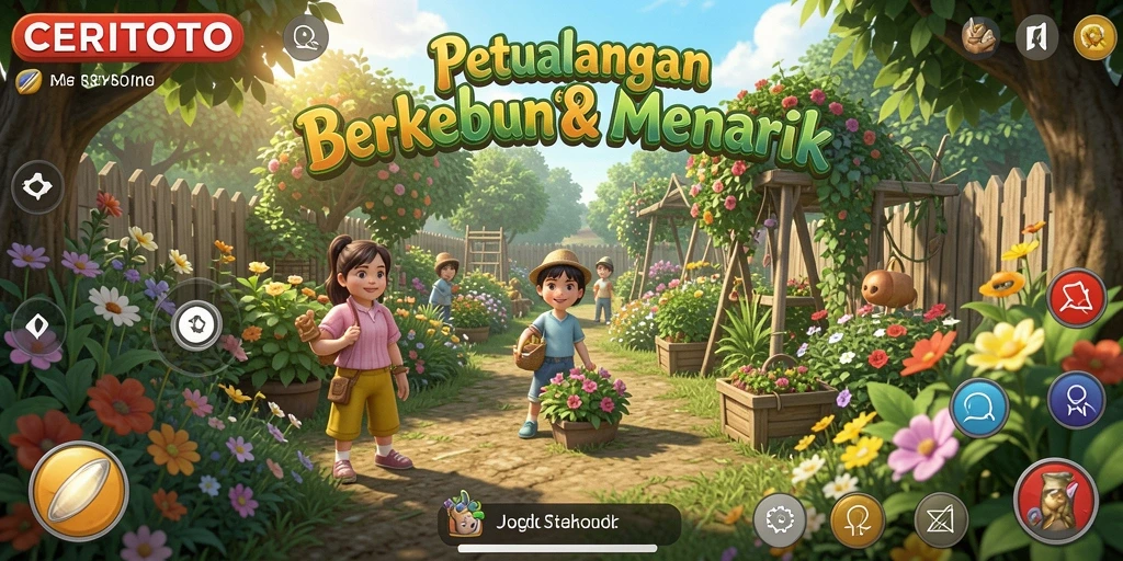 Gameplay menarik di ladang CERITOTO dengan berbagai aktivitas berkebun.