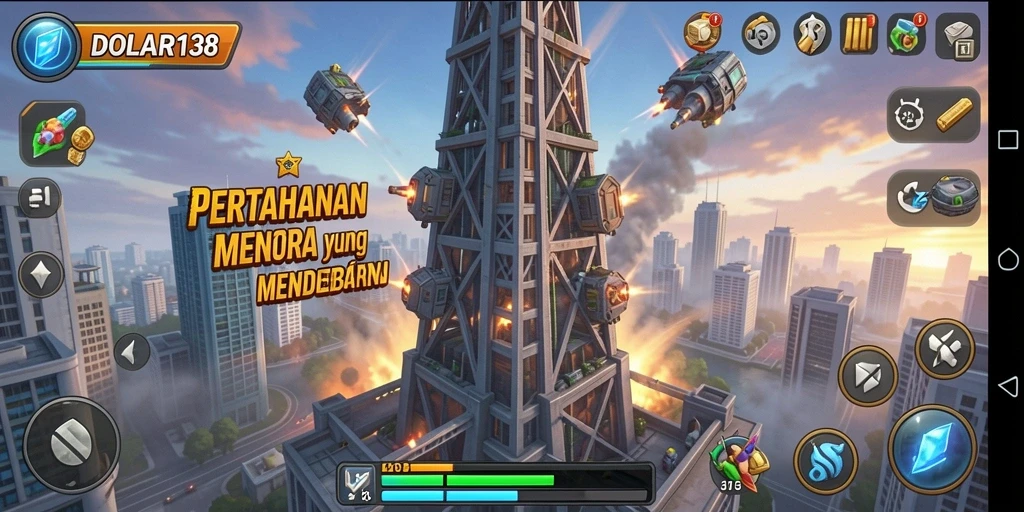 Tangkapan layar DOLAR138 menampilkan gameplay Tower Defense yang mendebarkan.