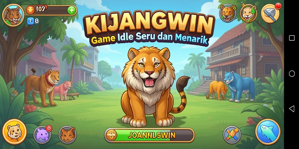 Tampilan gameplay KIJANGWIN dengan grafis menarik dan mekanika permainan yang santai.