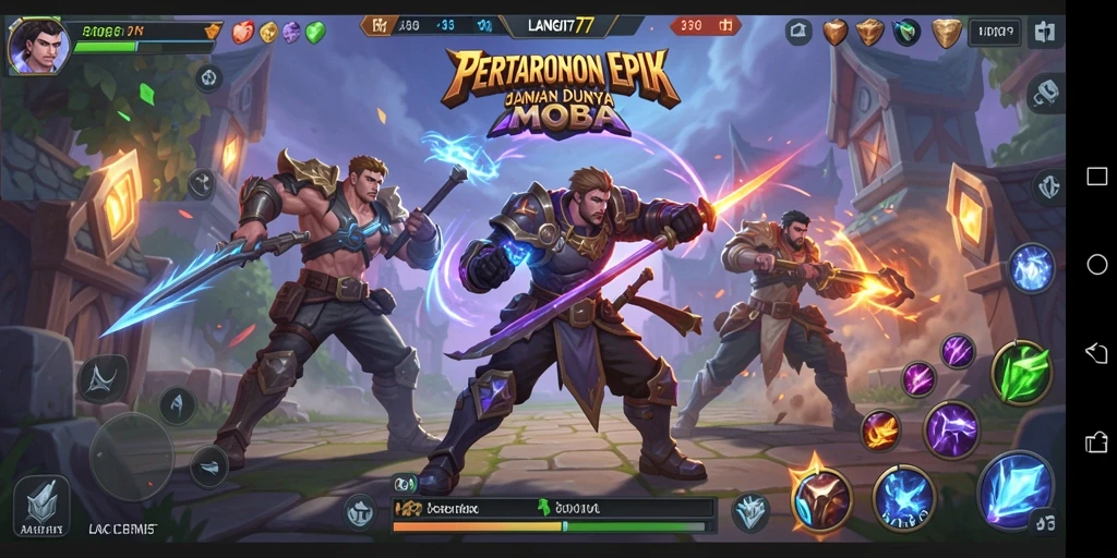 Tampilan gameplay LANGIT77 yang seru dalam pertempuran MOBA.