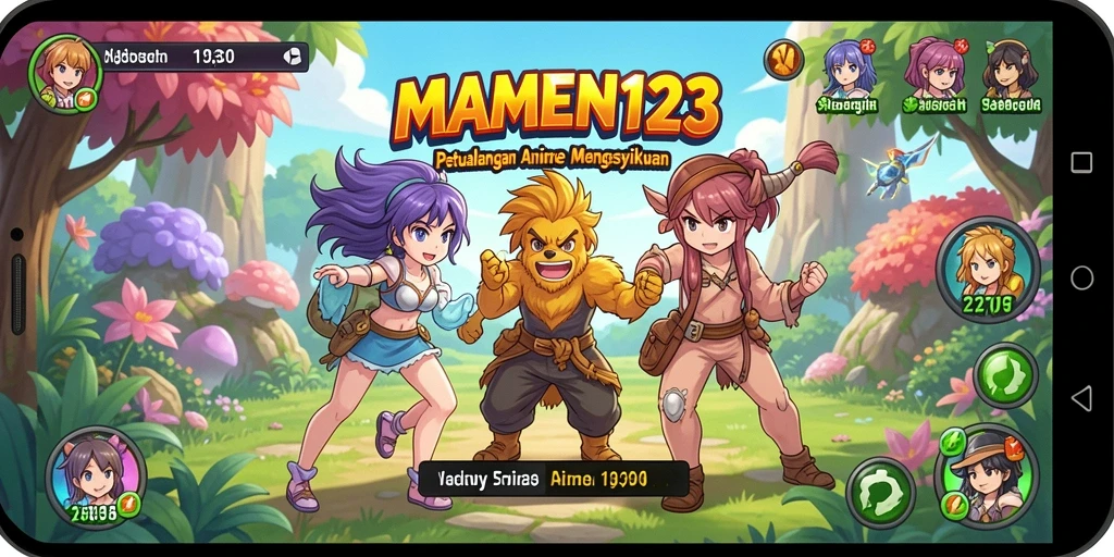 Gameplay MAMEN123 yang menampilkan pertarungan karakter Anime.