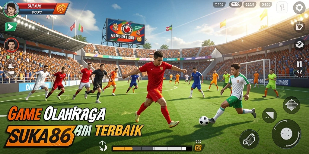 Screenshot gameplay SUKA86 menampilkan berbagai aksi olahraga yang seru.
