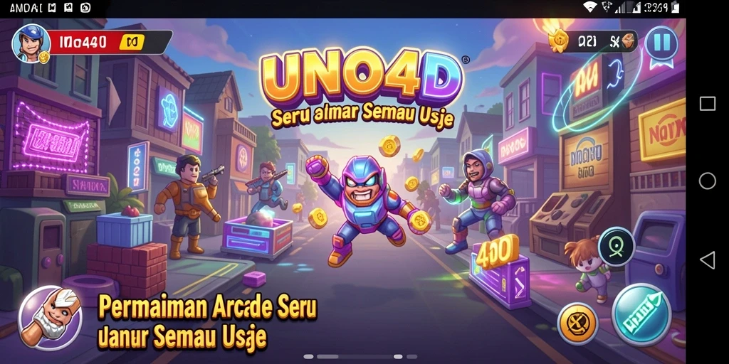 Tangkapan layar gameplay seru <strong>UNO4D</strong> dengan aksi cepat dan karakter menarik.