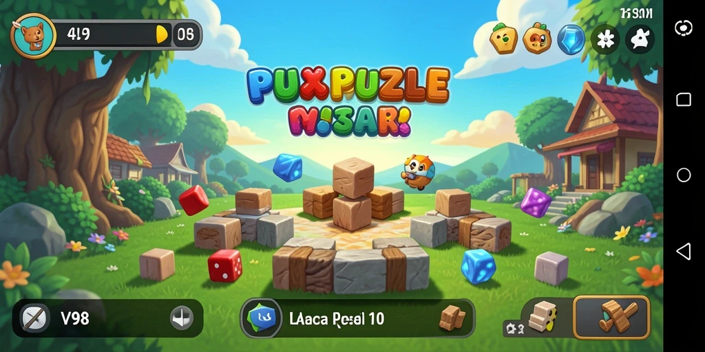Screenshot gameplay V98 menampilkan tantangan puzzle yang menarik.