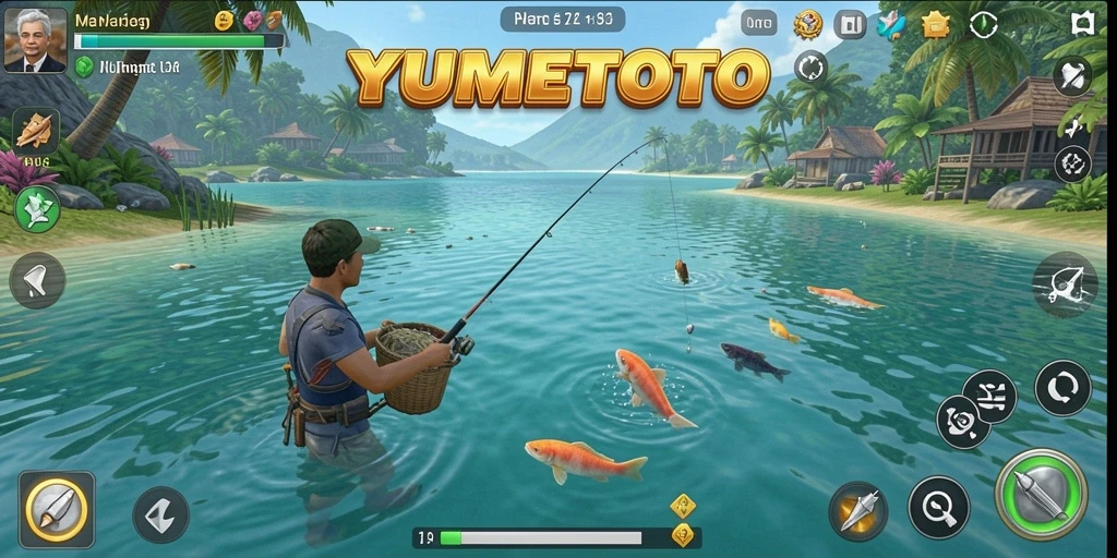Tangkapan ikan yang besar dan seru dalam permainan YUMETOTO.